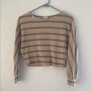 Striped Knit Sweater in Tan and Black